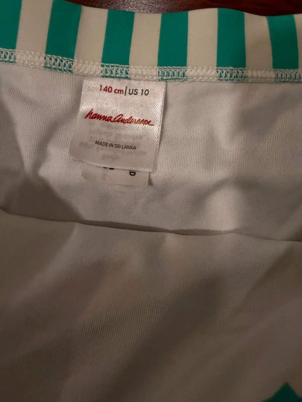 Hanna Andersson Girl's Teal Striped Swim Skirt Bottom Size 140 / US 10 - Like Ne